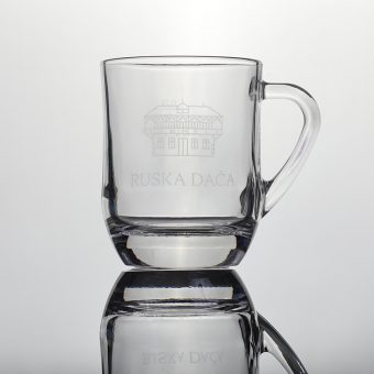 Russian Dacha glass with a handle and engraved logo